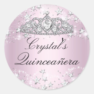 Sticker Quinceanera Stars Tiara Stars rose
