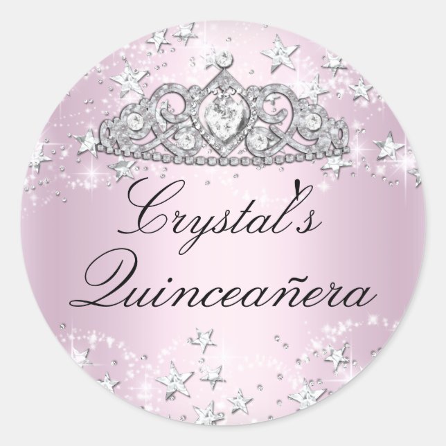 Sticker Quinceanera Stars Tiara Stars rose (Devant)