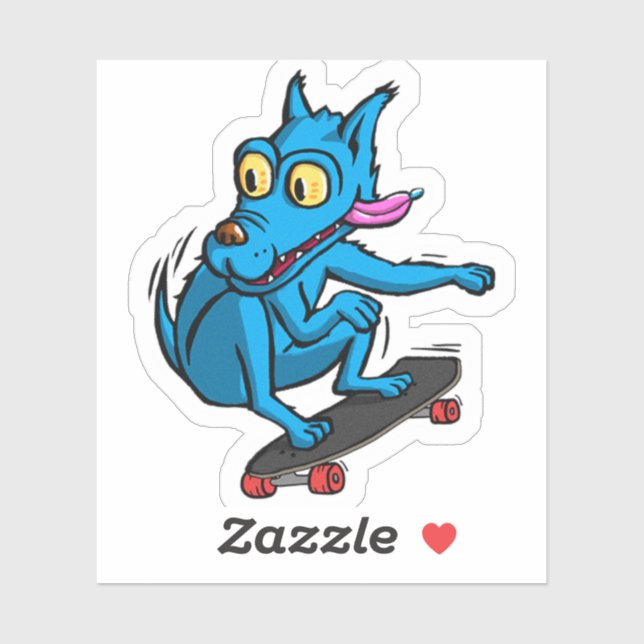 Sticker Quircky the blue dog skater (Feuille)