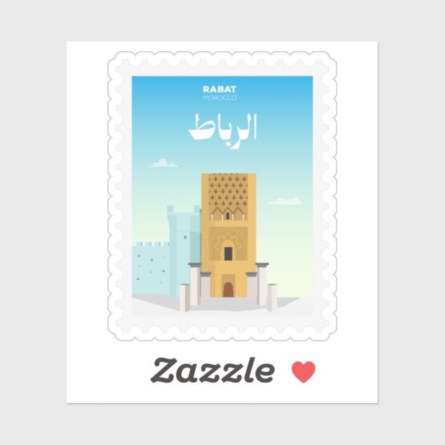 Sticker Rabat Maroc Timbre-Poste Voyage (Feuille)