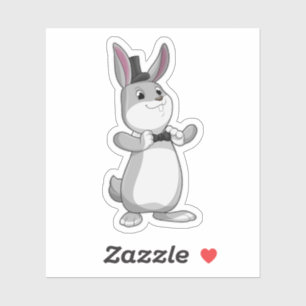Sticker Rabbit avec chapeau et cravate de la ceinture