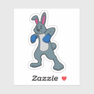 Sticker Rabbit en boîte avec gants de boxe