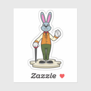 Sticker Rabbit en Gentleman avec canne