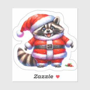 Sticker Raccoon à Père Noël Suit Spread Joy
