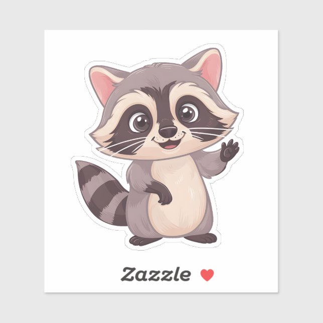 Sticker Raccoon Cute Kawaii - Frie Forêt Adorable (Feuille)