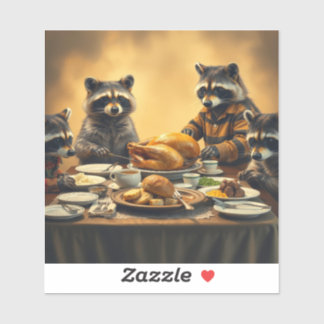 Sticker Raccoon Family Thanksgiving