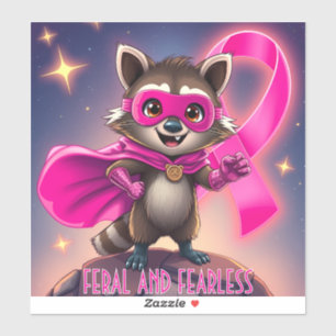 Sticker Raccoon feral et sans peur Sensibilisation au canc
