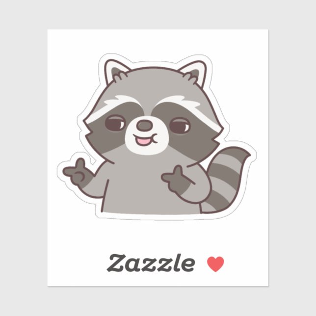 Sticker Raccoon Finger Gun Geste Main Gesture Drôle (Feuille)