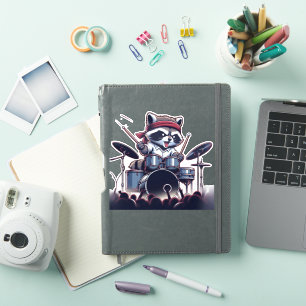 Sticker Raccoon Jam : Battre les tambours avec inarrêtable