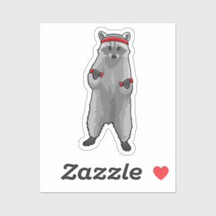Sticker Racoon à Fitness avec Dumbbells