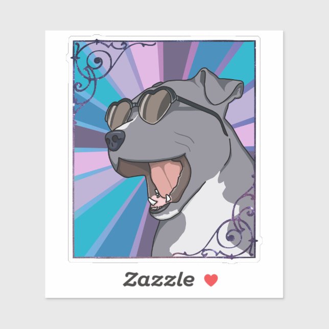 Sticker Rad Pit Bull Portant des lunettes de soleil (Feuille)