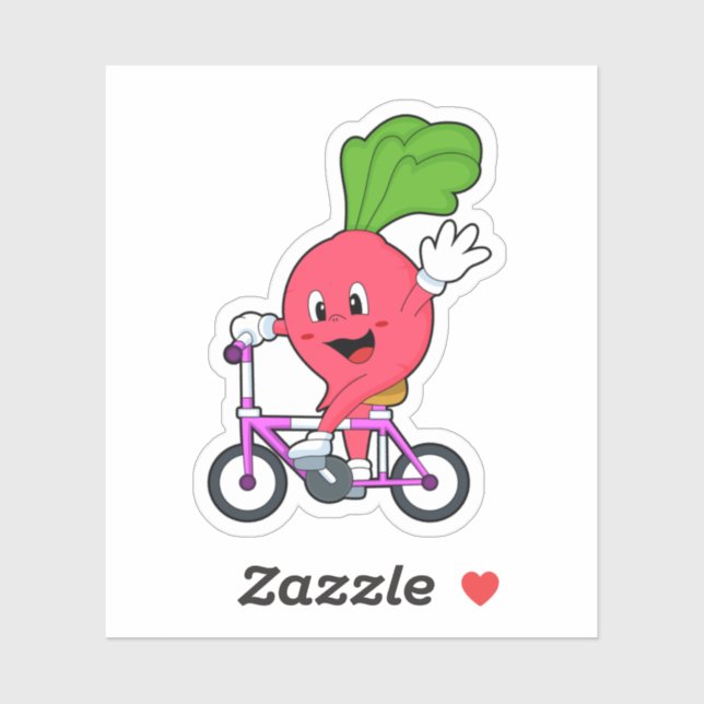 Sticker Radish avec vélo (Feuille)