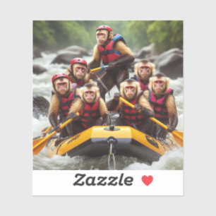 Sticker Rafting d'eau vive pour singes capucins aventurier