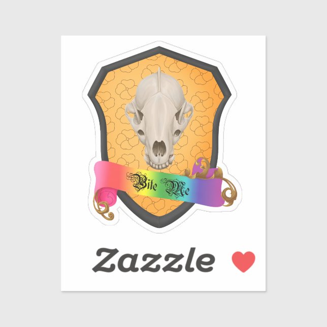 Sticker Rainbow Bite Me Badger Crâne (Feuille)