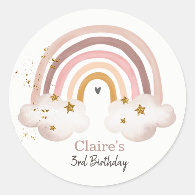 Sticker Rainbow Boho Pastel Rainbow Anniversaire (Devant)