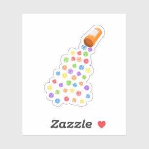 Sticker Rainbow Dice Set pilules tablette RPG