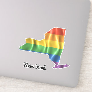 Sticker Rainbow Flag New York NY State Outline