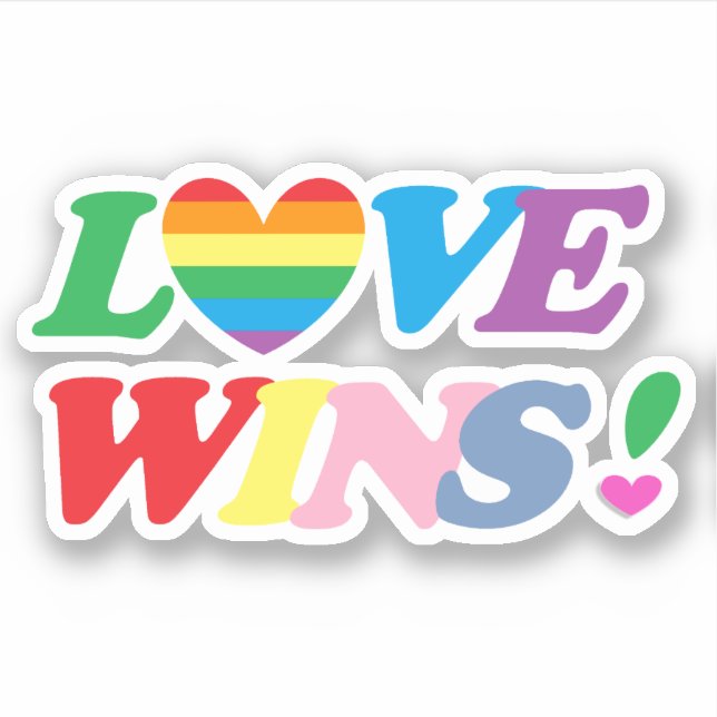 Sticker Rainbow Love Wins Heart LGBT (Devant)
