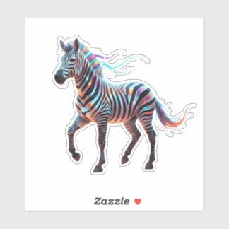 Sticker Rainbow Neon Fantasy Zebra