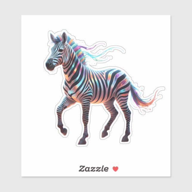 Sticker Rainbow Neon Fantasy Zebra (Feuille)