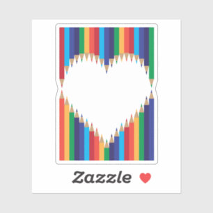 Sticker Rainbow Pencils Love Shape