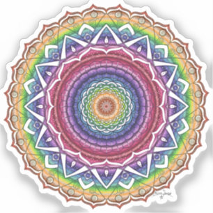 Sticker Rainbow Spiral et Fleur géométrique Mandala