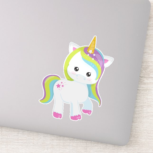 Sticker Rainbow Unicorn, Cute Unicorn, Magic Unicorn, Étoi (Détail)