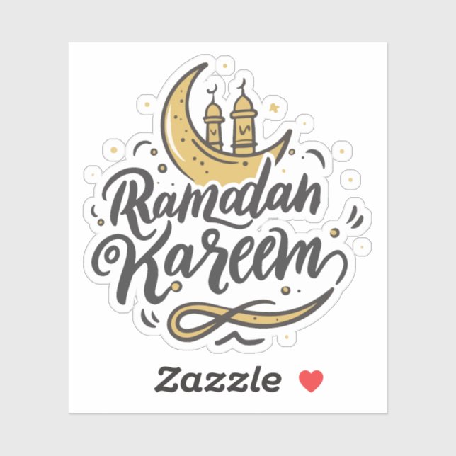 Sticker Ramadan Kareem Crescent Moon aperçu Jeûne (Feuille)