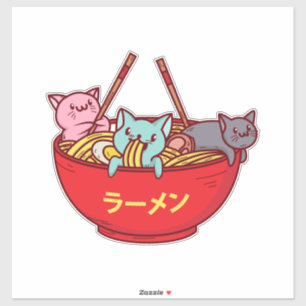 Sticker Ramen japonais adorables drôles de chat d'Anime d