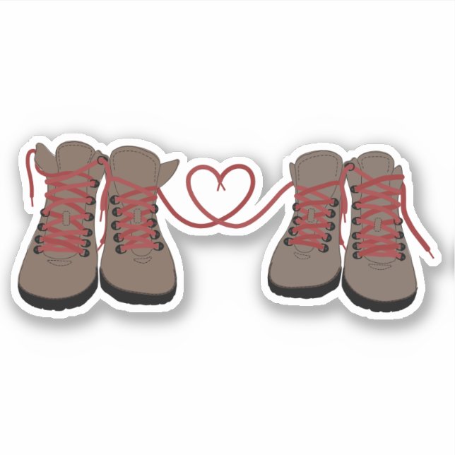 Sticker Randonnées Bottes Coeurs Amour (Devant)