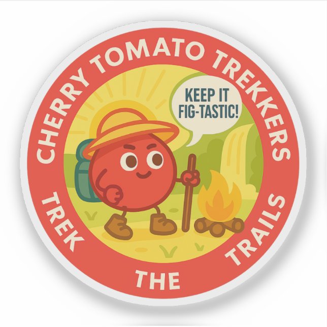 Sticker Randonneurs Tomate Cerise Parcourez Les Sentiers (Devant)