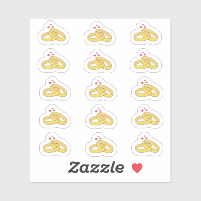 Sticker Rappel de date d'anniversaire de mariage Anneaux P (Feuille)