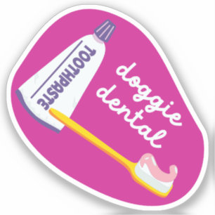 Sticker Rappel de garde pour chien "Doggie Dental" rose et