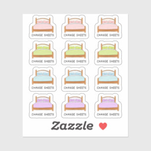 Sticker Rappel de nettoyage de literie Changement de draps
