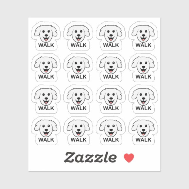 Sticker Rappel de promenade de chien Laisse Exercice Bujo  (Feuille)