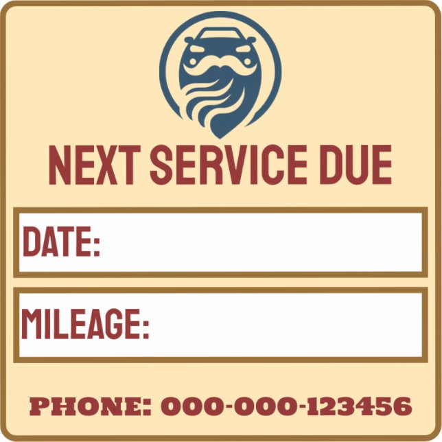 Sticker Rappel de service automobile moderne (Recto)