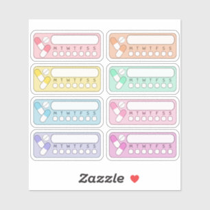 Sticker Rappel hebdomadaire de la pilule de suivi de la vi