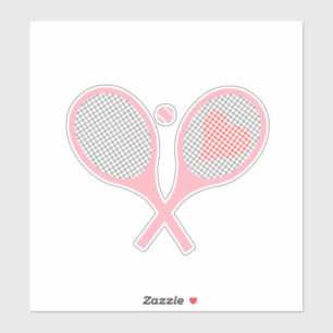 Sticker Raquettes De Tennis Pastel Heart Et Design De Ball