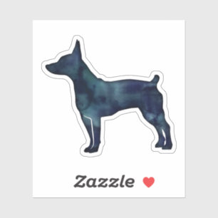 Sticker Rat Terrier Chien race Silhouette Aquarelle noire