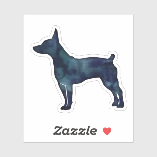 Sticker Rat Terrier Chien race Silhouette Aquarelle noire (Feuille)