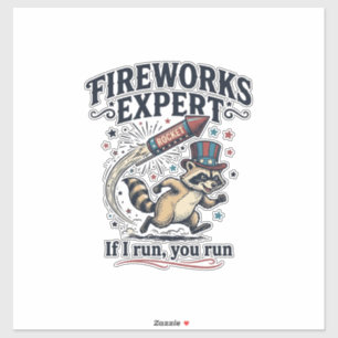 Sticker Raton Expert Feux d'Artifice Vintage Quatre Juille