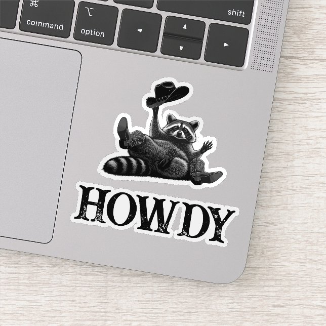 Sticker Raton laveur marrant Howdy avec chapeau et bottes  (Détail)