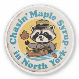 Sticker Raton Laveur Rétro Canot North York
