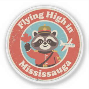 Sticker Raton laveur volant rétro Mississauga