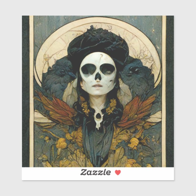 Sticker Raven Sorcière Imaginaire Horreur Goth Gothique (Feuille)