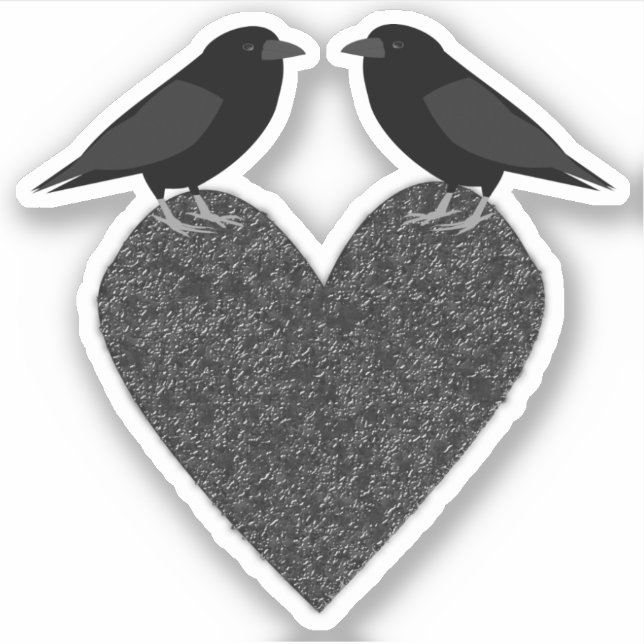 Sticker Ravens gothiques et Coeur noir (Devant)