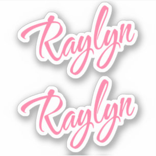 Sticker Raylyn nom rose cursive lettrage x2