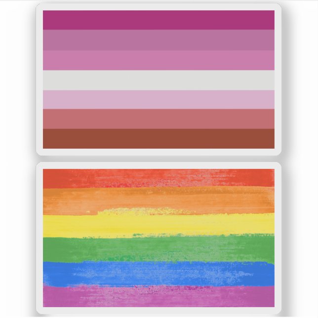 Sticker Rayures du drapeau de fierté lesbienne (Devant)