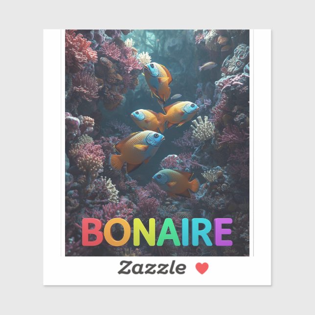 Sticker récif corallien de Bonaire (Feuille)