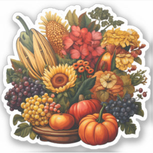 Sticker Récolte d'automne Thanksgiving Agrumes